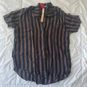 Left on Friday  Day Trip Button Down in Jet / Stormy Stripe S/M